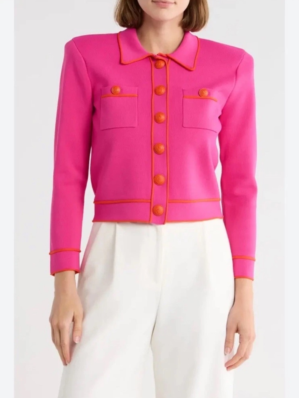 L'AGENCE Pink Neo Jacket with Orange Trim